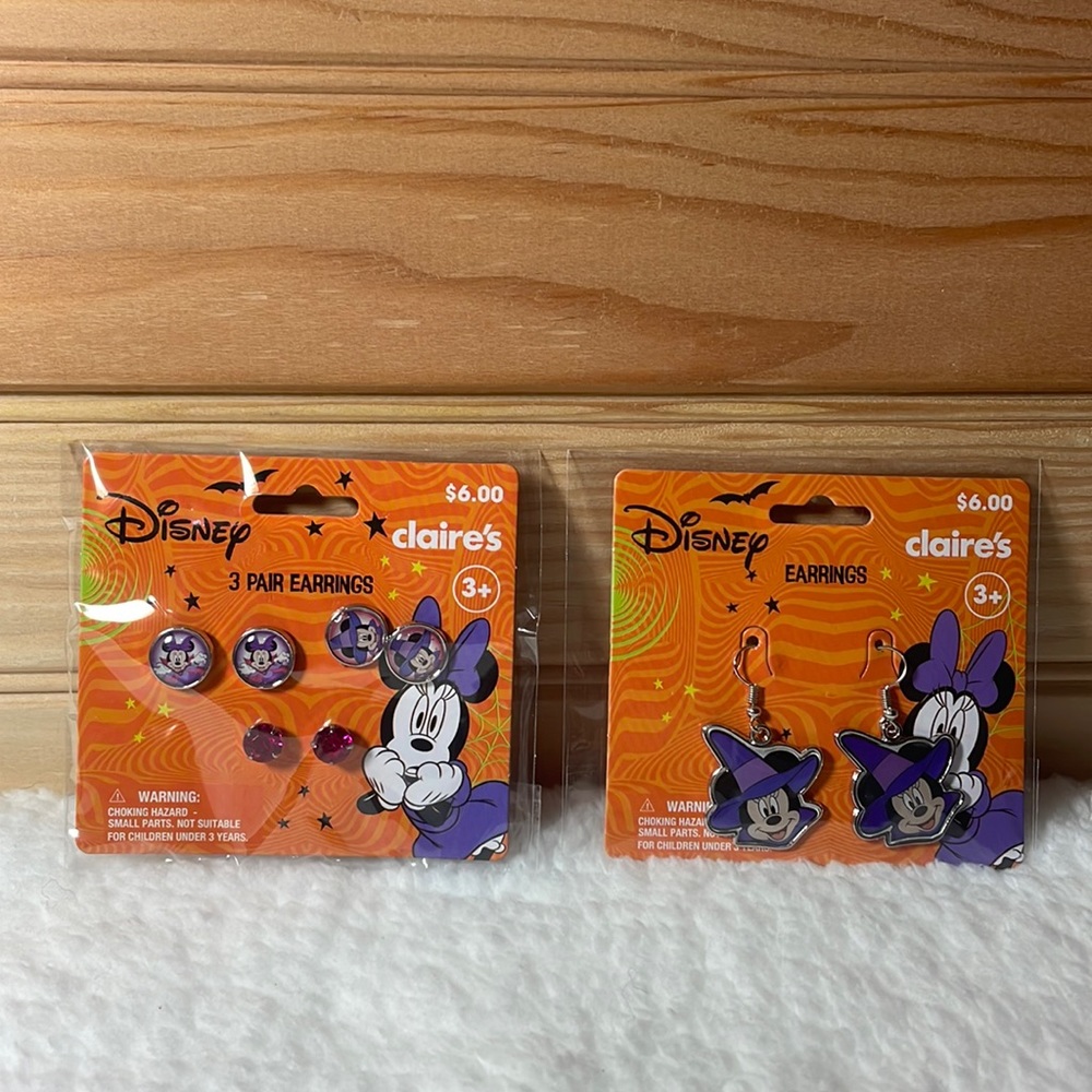 NIP Minnie Mouse Witch Necklace and Earrings Clair’s Disney 2022 Halloween